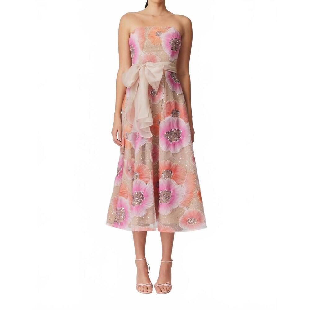 NWT Elliatt The Brittany Floral Midi Dress in Pink and Peach